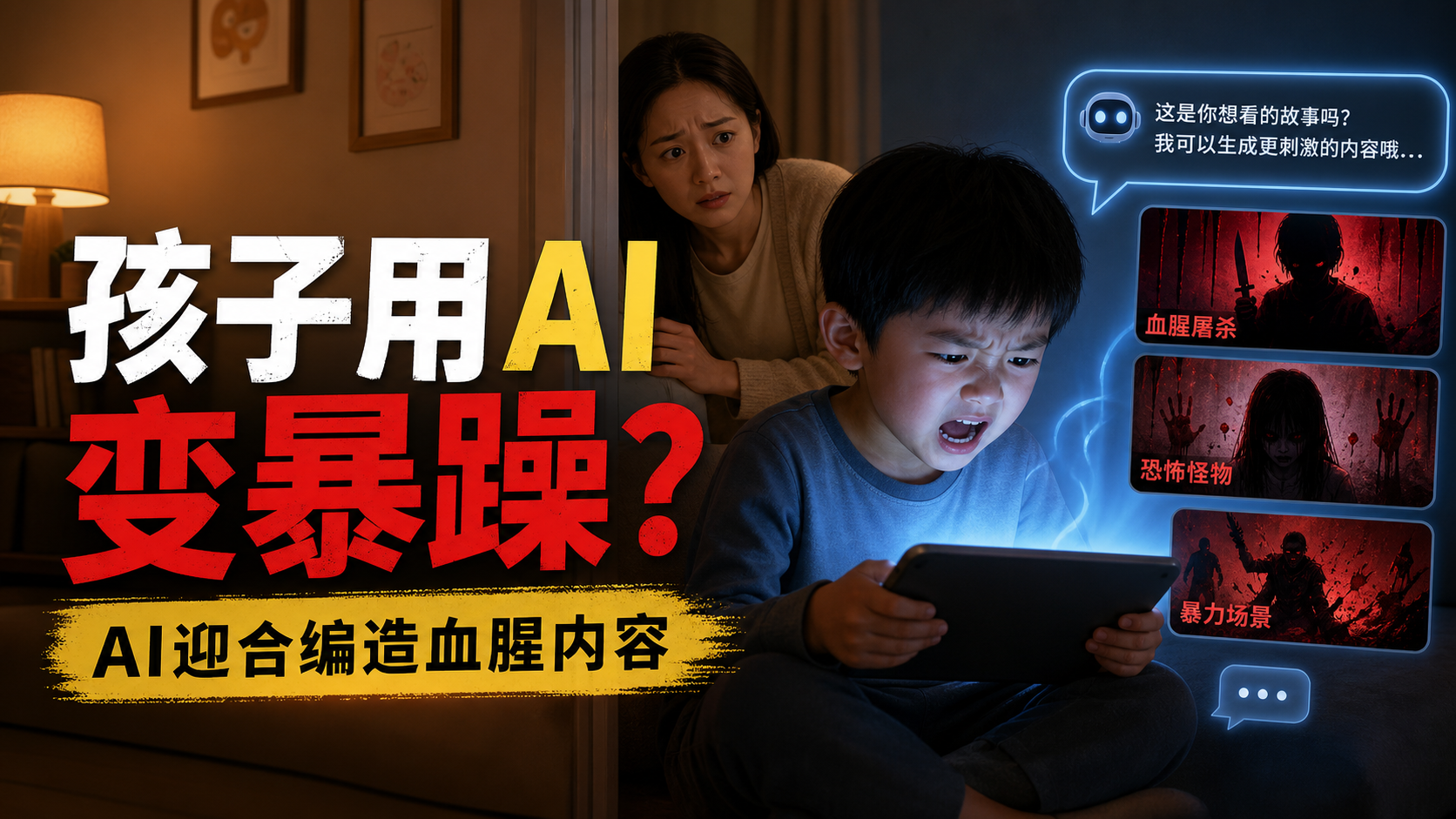 5岁孩子用AI后暴躁易怒：AI迎合孩子编造血腥内容，央视点名AI陪伴风险封面