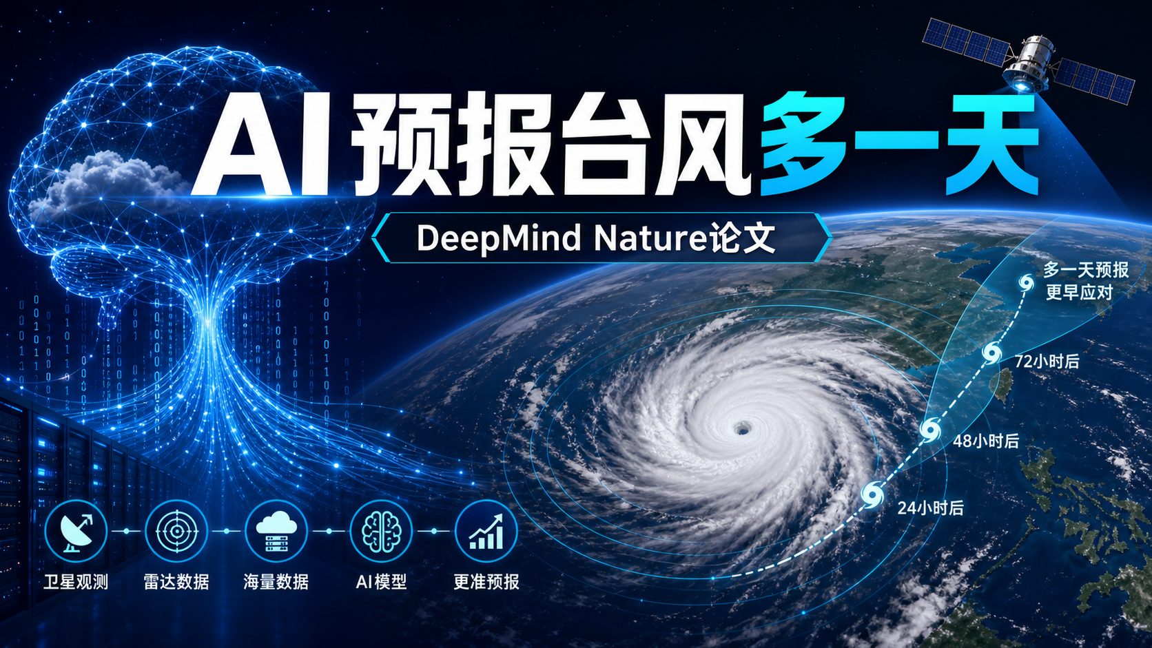 DeepMind WeatherNext登上Nature：AI预报台风多给一天预警，相当于十年气象学封面
